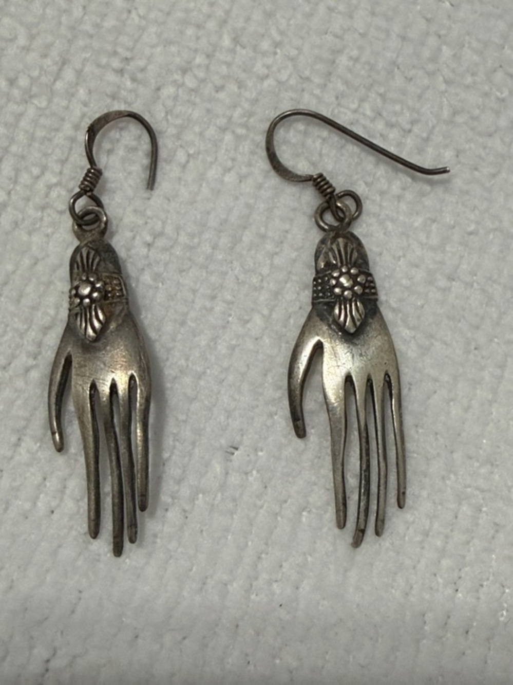 Vintage 925 Silver Hand Dangle Earrings